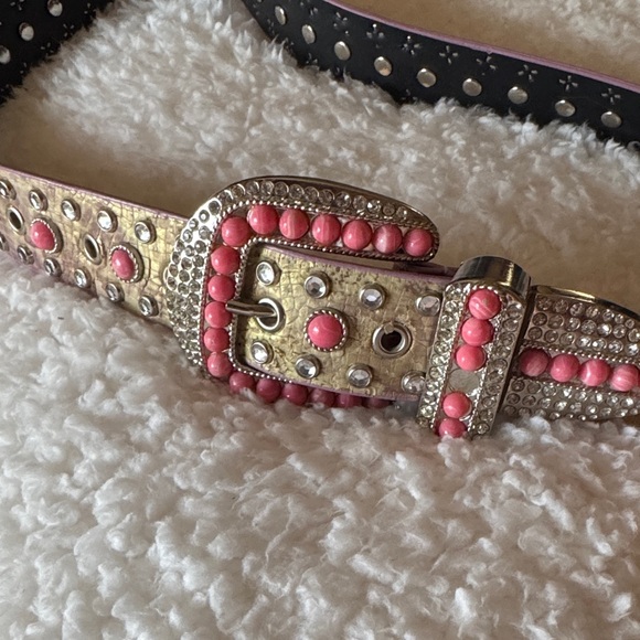 Accessories - Pink and Gold Studded Belt
